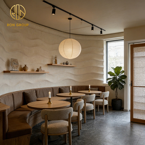 Modern Customized Square Wooden Tables with Shearling Upholstery Chairs with Booth Seating for Coffee Shop <strong>Restaurant</strong> Furniture - Product Image 5