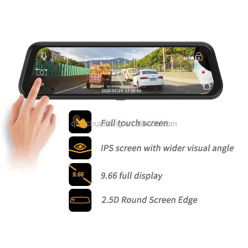 Hot Selling Wholesale 10 Inch Streaming車のブラックボックスDash Cam 2.5D Curved Mirror CarビデオDVR Recorder Rearview Camera
