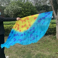 Drapeaux en soie Nayaking Ailes d'Ange avec tiges, bannière circulaire en soie translucide peinte à la main, légère et fluide comme des plumes