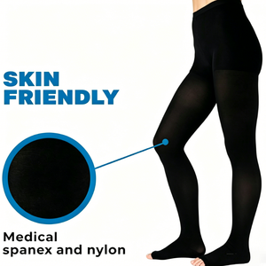 Pantimedias de Compresión Médica de 15-20 mmHg, Unisex, Punta Abierta, Compresión Graduada, Cintura Alta, Soporte - Product Image 3