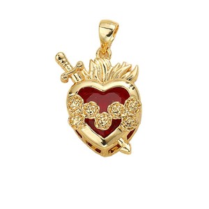 จี้รูปหัวใจศักดิ์สิทธิ์สีแดงโมยามิยะประดับเพชรซิคอน ชุบทอง 18k พร้อมสร้อยคอ สร้อยข้อมือ ต่างหู และเครื่องประดับ - Product Image 5