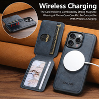 Coque de téléphone SUTENI pour iPhone 18 Pro Max avec chargement magnétique sans fil 2-en-1, support porte-cartes, en similicuir de luxe, compatible 17 16 Plus 15 14