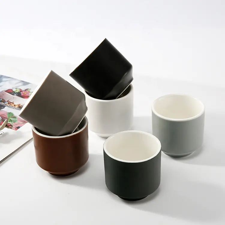Produsen Ramah Lingkungan Cangkir Teh Jepang 200Ml Tanpa Pegangan Cangkir Air Dapat Ditumpuk Keramik Porselen