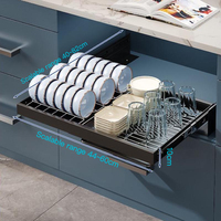 Bol à vaisselle coulissant en métal multifonction Égouttoir à vaisselle Séchage Étagère de rangement Armoires de cuisine à domicile Organisateur Accessoires