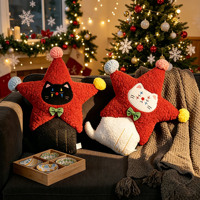 Coussin en peluche étoile de Noël personnalisé pour chat, en tissu Sherpa doux, cadeau de Noël, OEM ODM disponible