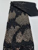 Tissu en dentelle africaine perlée et brodée de cristaux KC, en tulle respirant, résistant aux plis, de poids moyen, pour robe de soirée femme
