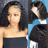 8 pouces de profondeur bouclés coupe courte Bob perruques cheveux humains Bob dentelle frontale perruque, dentelle frontale perruques sans colle