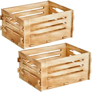 Wooden decorative box 2-piece removable, suitable for home decoration wooden storage box kitchen fruit and vegetable storage box