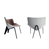 Mobilier de bureau, structure en fibre de verre, base en acier inoxydable, chaise de loisirs en cuir au design moderne