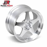 Jantes forgées en alliage 6061 personnalisées, style JDM, à 5 branches, finition argent poli profond, entraxes 5x112, 5x114.3, 5x120, 5x127, 5x4.5, de 16 à 22 pouces