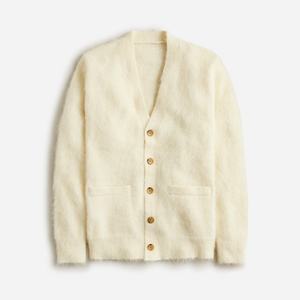 Cárdigan de punto peludo informal de invierno personalizado, manga larga, cuello en V, con bolsillos, suéter, cárdigan de mohair para hombre - Product Image 6