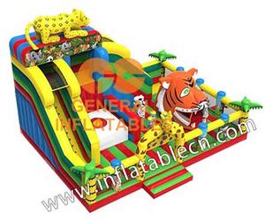Forêt gonflable de la Jungle pour enfants, jeu de fête pour enfants, fond de la Jungle avec maison à rebond gonflable, château de saut et toboggan, pour l'intérieur - Product Image 3