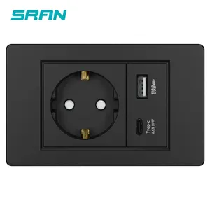 Electrical Outlet Residential Wall Socket Hot Sale EU Germany Standard Socket With USB Type C