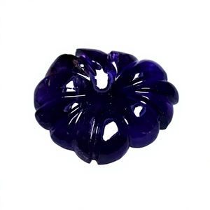 Haute qualité naturel améthyste à facettes coupe fleur sculpture à carreaux violet semi-précieux pierre précieuse en vrac pour la fabrication de bijoux - Product Image 1