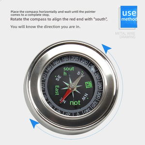 Bússola Portátil de Aço Inoxidável - Ponteiro de Norte Confiável para Caminhadas ao Ar Livre, Camping e Sobrevivência na Natureza - Product Image 3