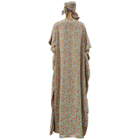 Nouvelle Robe Musulmane 2023 pour Femmes Africaines, Robe Abaya Dashiki à Manches Courtes Imprimé Floral en Polyester Coton, Coupe Ample Avec Foulard