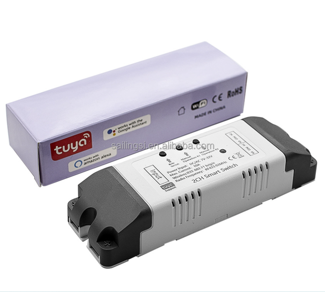 2CH 2Gang Wifi Smart Switch AC/DC 7V-32V Dry Contact Relay Self-locking Interlock Inching APP Remote Control Works with Alexa