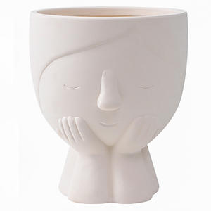 Pot de fleurs en céramique émaillée en argile blanche, respirant et absorbant, pour plantes vertes domestiques, orchidées succulentes avec plateau - Product Image 5