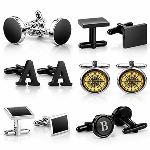Set di <span class=keywords><strong>Gemelli</strong></span> da Polso di Lusso <span class=keywords><strong>con</strong></span> Logo Personalizzato e Fermacravatta per Uomo - Product Image 1