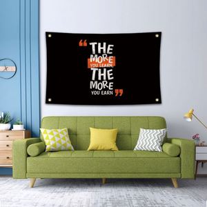 3X5FT 90x150cm Buena calidad Mejor precio Cuanto más aprendes, más ganas Banderas - Product Image 5