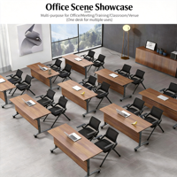 Table de formation mobile pliable double couche moderne et contemporaine, avec cadre métallique robuste et bordure en PVC – MDF écologique pour