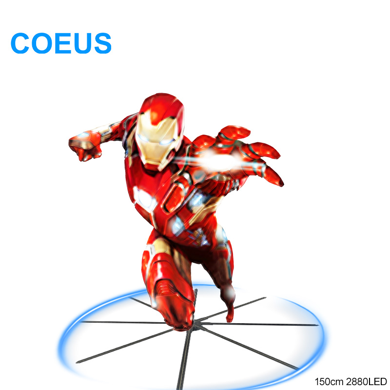 COEUS, 150 см, 2880 светодиодного HDMI-проектора, новейшая поддержка событий, 3D рекламный дисплей, световая голограмма, логотип, 3D голографический проектор, вентилятор