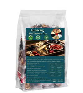 Té Herbal OEM Ginseng Diez Tesoros con Dátiles Rojos, Maca, Ñame y Goji, Mezcla 100% Vegana, Sin OMG, Orgánica, 20 Bolsitas de Té de 2g Cada Una - Product Image 1