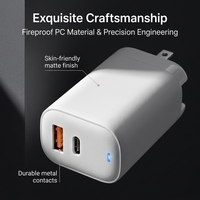 Chargeur GaN 65W Max, adaptateur de charge rapide USB-C 2 ports, prise US EU UK en AU, chargeurs muraux QC PD pour téléphone, ordinateur portable, tablette