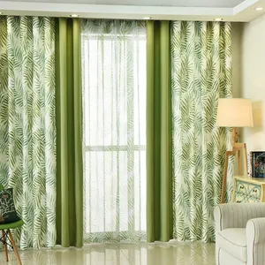 田园棕榈树遮光窗帘客厅热带叶窗帘