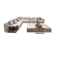 Canapé d'angle de luxe en cuir marron, design moderne, pour salon