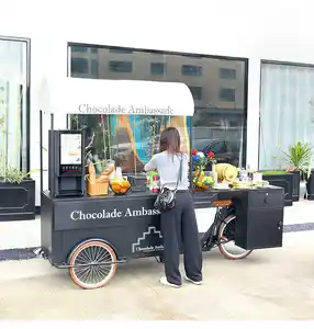 Food Bike 3 Wheel Hot Dog Tricycle Cart Mobile Coffee Food Vending Cart