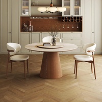 Table de salle à manger ronde en bois massif de luxe moderne. Table à manger avec plateau tournant Rock Slab. Plusieurs tailles disponibles