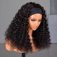 Perruques Bandeau Longues à Densité 180% en Cheveux Humains, Ondulées Profondes, Bouclées, Vierge, Indiennes Brutes, Sans Colle, pour Femmes Noires, Prêtes à l'Expédition