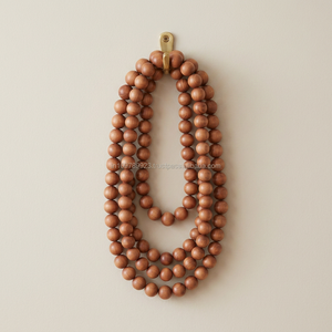 Cuentas redondas de madera sueltas de color marrón natural para hacer pulseras - Product Image 2