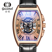 Montre mécanique de marque supérieure pour hommes montres mécaniques à chiffres romains carrés homme mode squelette creux montres entièrement automatiques
