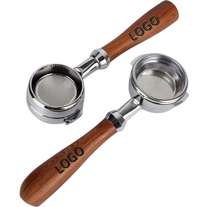 Porte-filtre en acier inoxydable 51/54/58mm sans fond personnalisé avec manche en bois accessoires de filtre à café et thé goutte à goutte pour <span class=keywords><strong>machine</strong></span> à expresso - Product Image 1