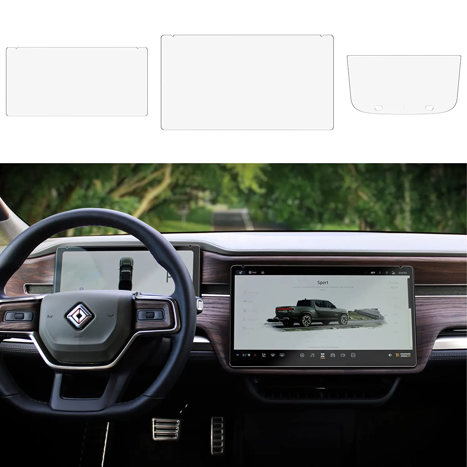Tam tutkal 0.33mm Anti-Scratch araba Dashboard GPS navigasyon için temperli cam ekran koruyucu RIVIAN R1T R1S Film