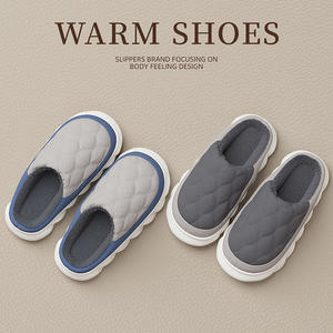 <b>Men</b> Winter Home Cotton Slippers Male Solid Color Basics <b>Indoor</b> Non-Slip Soft Plush Slipper Waterproof House <b>Shoes</b> - Product Image 2