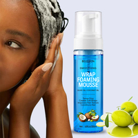 Mousse coiffante enroulante pour cheveux, coupe pixie, marque privée, non rigide, ajoute de la brillance, à l'huile d'olive