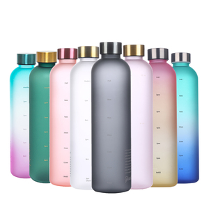 eco friendly plastic drink water bottle BPA Free sport gym fitness movational water bottle with straw lid