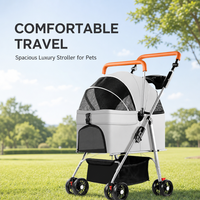 Poussette pliable pour animaux de compagnie, classique, 4 roues, écologique, pliage rapide à une main, sac de transport portable pour animaux de compagnie, pour chiens de petite/moyenne taille
