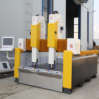 Routeur CNC 4 axes à double tête pour la sculpture automatique de pierre, machine de gravure pour colonnes en marbre et pierres tombales en granit