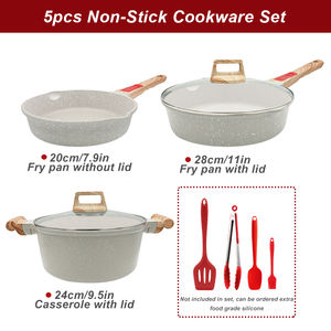 Vente en gros d'ustensiles de cuisine en aluminium de qualité supérieure Sauteuses à induction Ensemble de poêles à frire antiadhésives en granit avec <span class=keywords><strong>poignée</strong></span> <span class=keywords><strong>amovible</strong></span> - Product Image 6