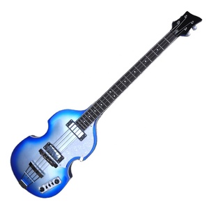 Bajo Eléctrico Flyoung Metal Blue Sunburst de 4 Cuerdas, Bajo de Cuerpo Semi-hueco - Product Image 1