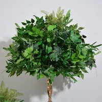 Décorations de mariage en fleurs de soie blanches et feuilles de plantes vertes personnalisées, chemin de table de mariage en fleurs en gros, toile de fond de table de mariage