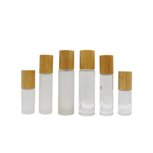 Bouteilles roll-on en verre à motif bois, prêtes à l'emploi, 5ml 10ml, transparentes, dépolies, ambrées, contenants cosmétiques vides pour huiles essentielles - Product Image 1