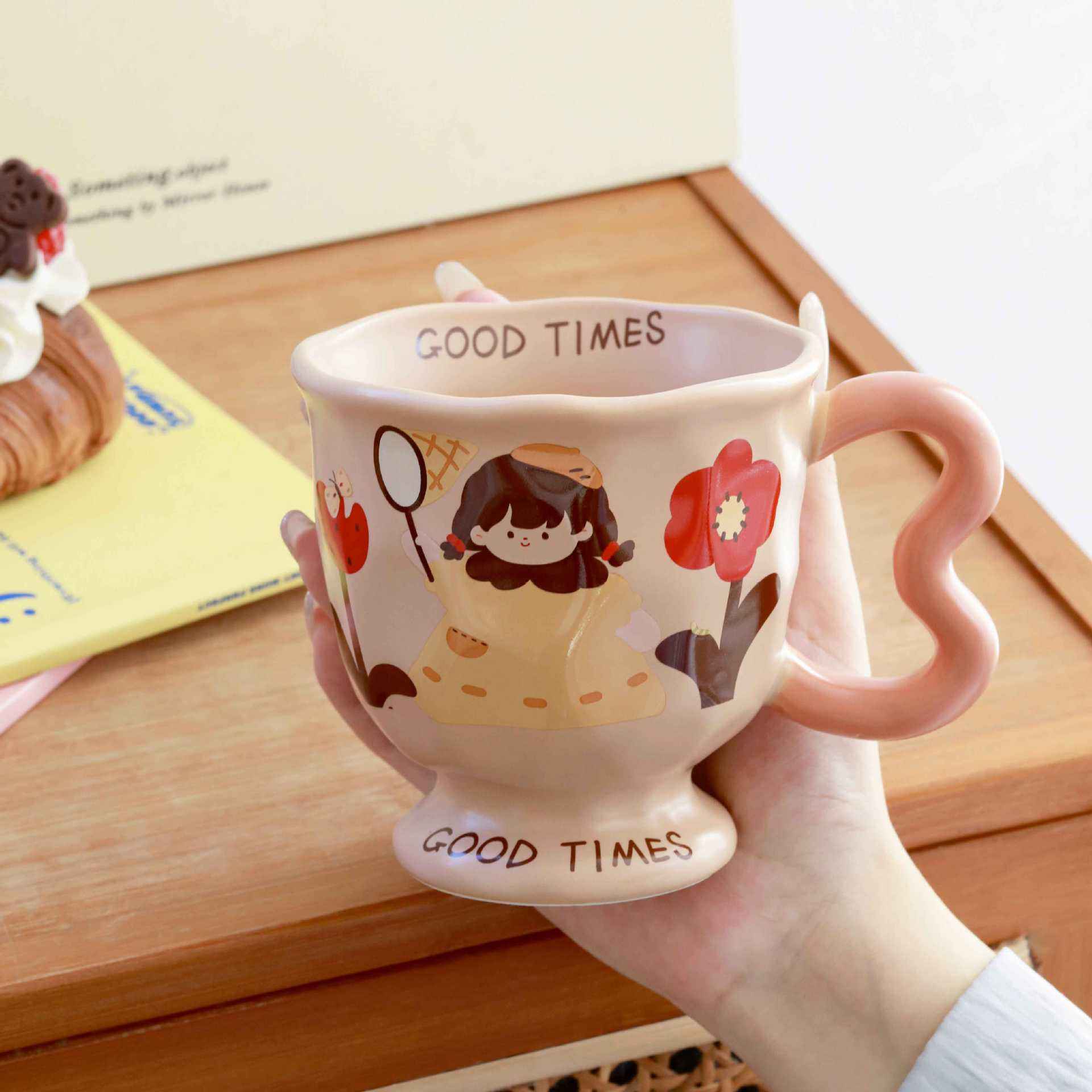 Taza individual para niña atrapadora de mariposas