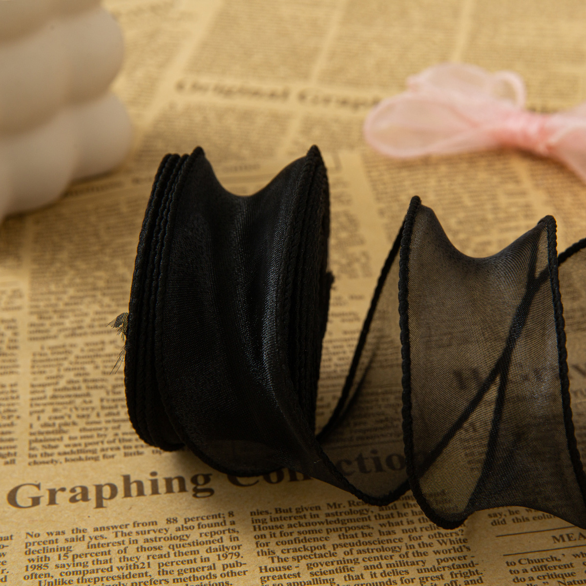 4cm black plain edge mermaid tulle 10 yards (bagged)