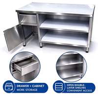 Table de travail commerciale en acier inoxydable sur mesure avec tiroir et rangement pour magasin de thé au lait, snack-bar, cuisine