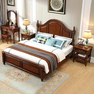 Винтажный Американский дизайн отеля, Главная спальня, французский взрослый 1,8 м, полностью деревянная кровать, современный дизайн